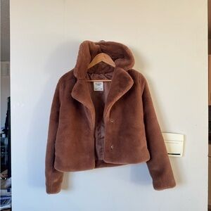 Abercrombie & Fitch Brown Faux Fur Puffer Jacket